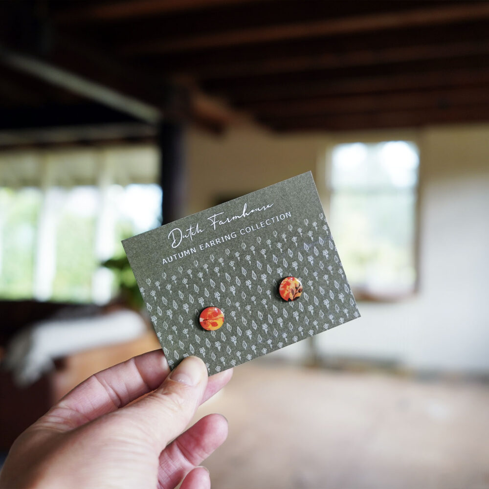 Autumn earrings Studs Orange