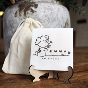 Birth Tile with puppy and custom name