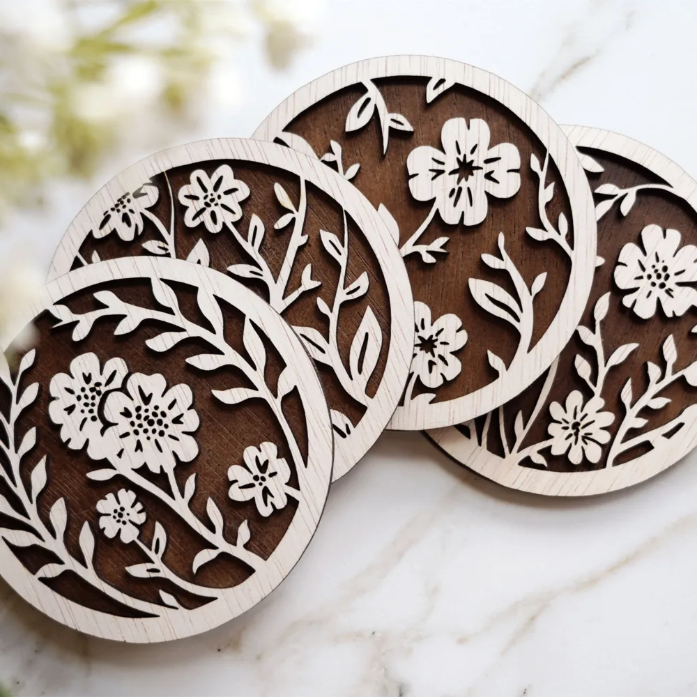 Floral Wooden Coasters - Spring Themed