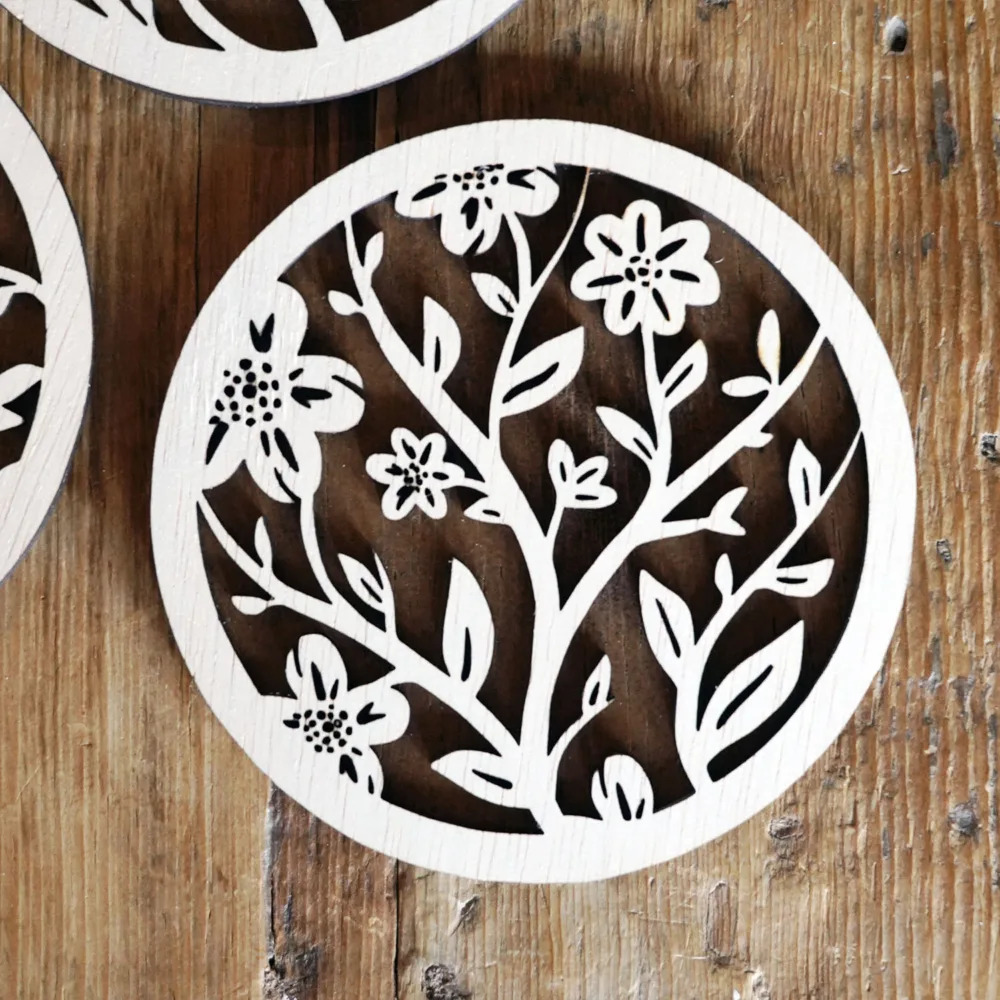 Floral Wooden Coasters - Spring Themed