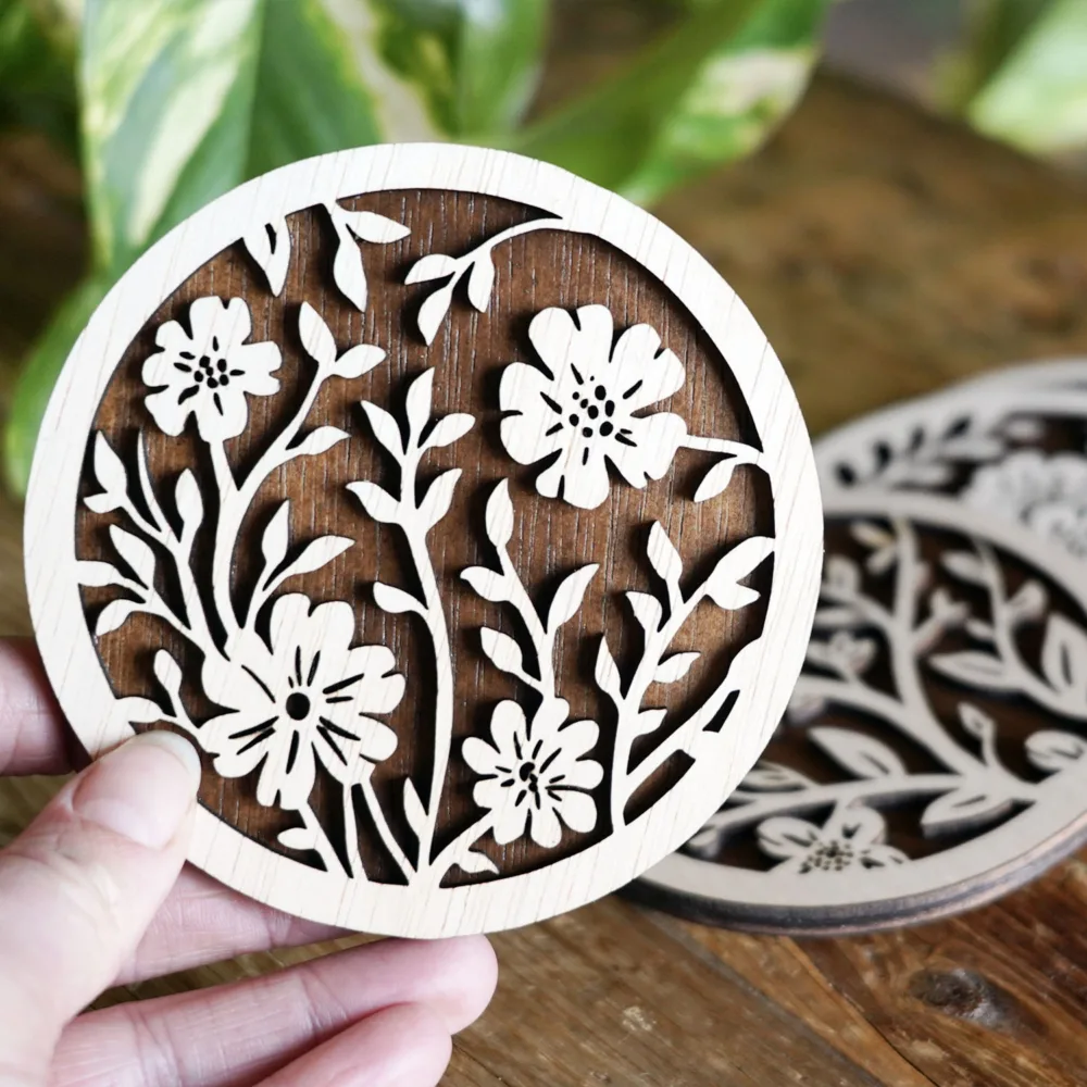 Floral Wooden Coasters - Spring Themed