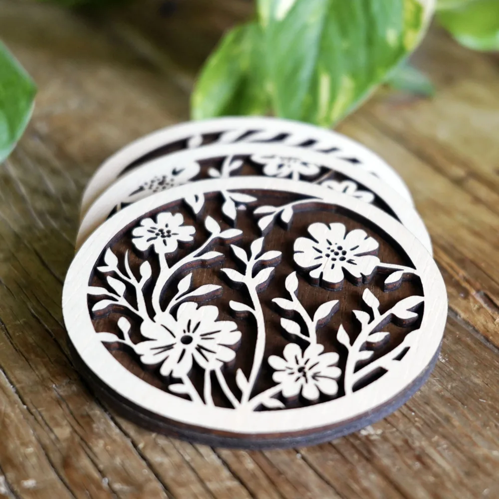 Floral Wooden Coasters - Spring Themed