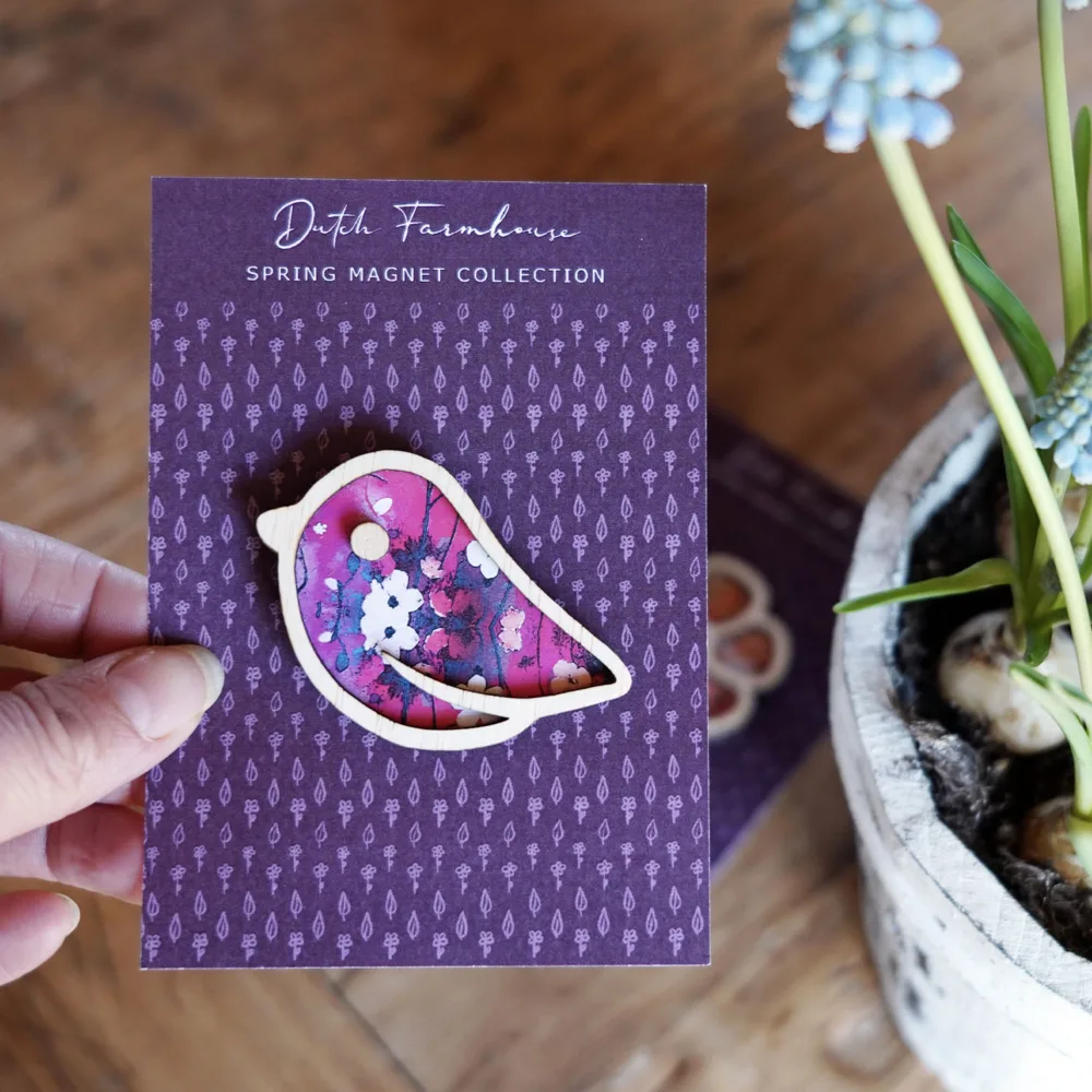 Wooden Spring Magnets Bird