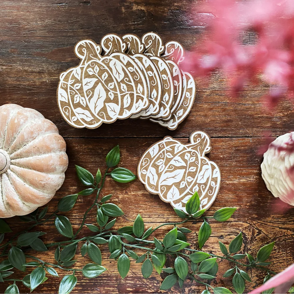 Pompoen onderzetters - Set van 6 - Herfstcollectie 2025